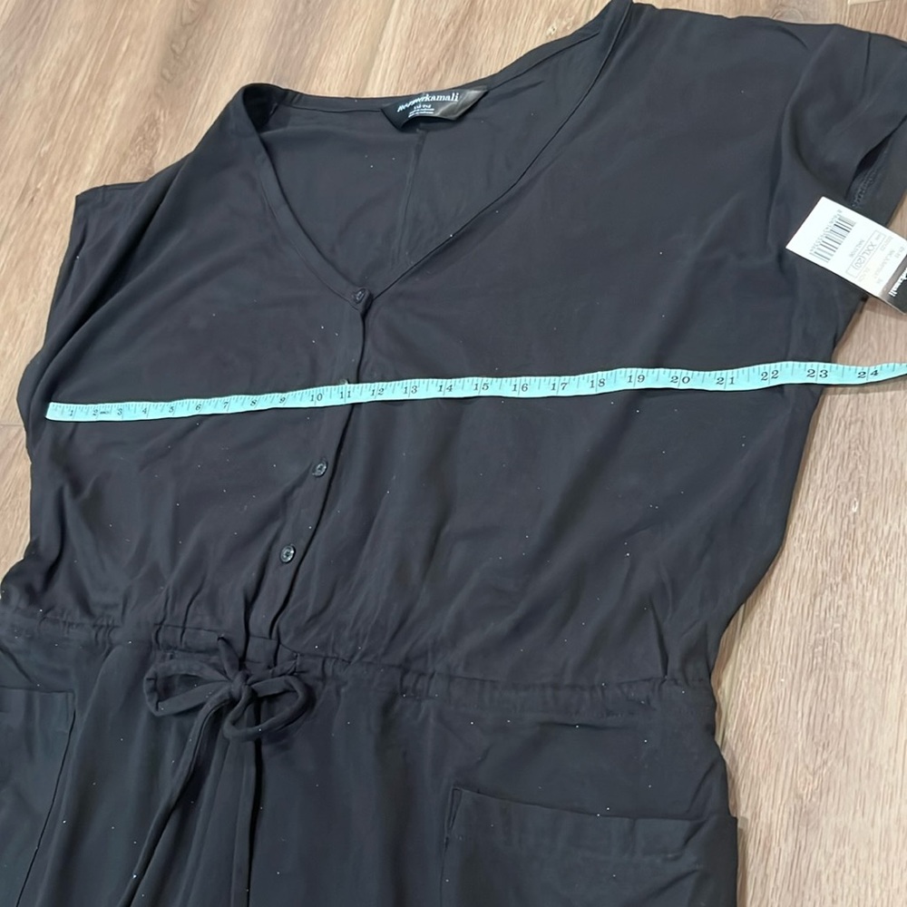NWT Norma Kamali Black/Sparkly Jumpsuit, Pockets, XXL, Cap Sleeves - Picture 10 of 17